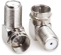 Coaxial Connector, Right Angle TV Aerial F Type Adapters Screw On F Male to Female Coaxial Coupler 90 Degree Connector for Satellite SKY Virgin,Wall Mounted TVs, Coaxial Cable Connection (Silver-2)