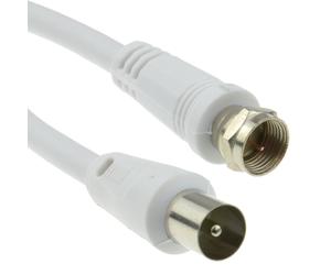Coaxial Satellite to TV Aerial Cable F type Plug to RF Fly Lead RG59 0.5m White