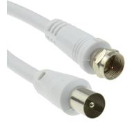 Coaxial Satellite to TV Aerial Cable F type Plug to RF Fly Lead RG59 1m White