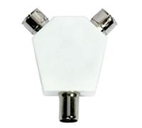 Coaxial TV Aerial Y Splitter - 2 Way Y Adaptor Signal RF Splitter Cable 2 Female To 1 Male