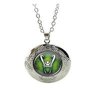 COAYHEL rt Glass Locket Necklace, Loki god of Mischief Locket Necklace, 20MM, Silver