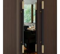 Coayuou Door Handle Set Stainless Steel + Beech Front Door Handle Outer Door Diameter 38 mm Bar Handle Front Door Exterior 1 Pair Length 600/800/1000/1200/1500 mm for Home, Office and Commercial