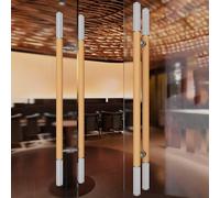 Coayuou Door Handle Set Stainless Steel + Beech Front Door Handle Outer Door Diameter 38 mm Bar Handle Front Door Exterior 1 Pair Length 600/800/1000/1200/1500 mm for Home, Office and Commercial