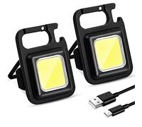 COB Keychain Flashlights,1000Lumens Rechargeable Waterproof Portable flashlights, Mini Led with Folded Bracket and Strong Magnet, 4 Working Modes for Daily Pocket Light, 2 Pack