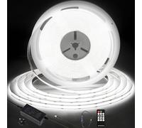 COB LED Strip 10M,6000K Daylight White Dimmable Dotless LED Strip Lights ,with 3840 LEDs,CRI90+, 8mm Wide ,with RF Remote and Power Supply, 24V LED Light Strip for Indoor Room,Kitchen,cabinets,Mirrors