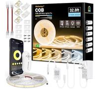 COB LED Strip 10m, Dimmable 2700K-6500K High Bright Dotless LED Tape Light with Remote and APP Control, 6080LEDs, DC24V, CRI>90, 8mm Width, Warm White to Cool White LED Strip Lights for Bedroom