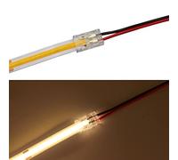 COB LED Strip Connectors - 2-Pin 10 Pcs + 15cm Cable, Gapless Solderless Quick Click Connection for 10mm COB LED Strip Lights