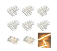 COB Led Strip Connectors - 8mm Width 2-Pin Solderless Strip to Wire Straight Connectors - 6 L-Shape and 2 Straight Connectors - Easy Install Wire Connectors for DIY LED Lighting Projects