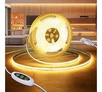 COB LED Strip Lights 4M (13.12ft), USB Powered 5V Flexible Light Strip 8mm Wide, Warm White 3000K, Dimmable, CRI90+, Dotless 320 LEDs/M, TV Backlight for Bedroom Kitchen Under Cabinet Home Decor
