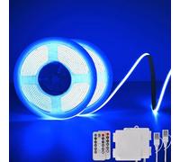COB LED Strip Lights, Battery Operated with Remote Control, 2 m 640 LED Light Strip, Dimmable, Cuttable, Flexible LED Strip Light for TV, Computer, Bicycle, Car Decoration, Blue, Pack of 2