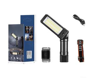 COB LED Work Light with Magnetic Base, 180-Degree Rotation, Dual Light Sources (Spotlight & Floodlight), USB-C Rechargeable, Red/White Light for Repair, Camping, Outdoor Use(BL-5308)