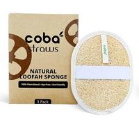 Coba Straws Natural Loofah Body Scrubber - Exfoliating Shower Sponge | 100% Plant-Based Luffa Pad for Gentle & Deep Skin Cleansing | Eco-Friendly Bath Loofah for Women & Men (1-Pack)