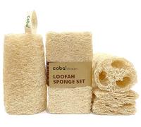 Coba Straws Natural Loofah Sponge - Shower Loofah Exfoliating Body Scrubber for Women & Men | Multi-Use Sponge for Shower, Spa, Kitchen, Pet | 100% Plant-Based, Dye-Free, Biodegradable | Pack of 4