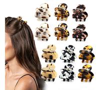 Cobahom Tortoise Shell and Leopard Acrylic Hair Clips for Women and Girls - 12 Pcs Mini Claws and Barrettes for Thin or Thick Hair