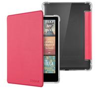 CoBak Case for 7 Inch E-Reader 12th Generation 2024 - All New PU Cover and Clear Soft Silicone Back Cover with Auto Sleep/Wake, Raspberry