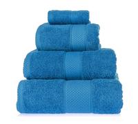 HOMESCAPES Cobalt Blue Turkish Cotton 4 Piece Towel Set Soft & Absorbent 500 GSM Heavyweight Face Cloth, Hand Towel, Bath Towel & Bath Sheet Towel Bale