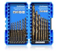 Cobalt Drill Bit Set, ZNXIMER Metal Drill Bit Set for Steel, Hardened Metal, Stainless Steel, 21PCS Drill Bits 1/16" to 1/2" with Index Storage Case