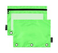 Cobalt Green Pencil Pouch for 3 Ring Binder Zipper Binder Pencil Bags Crayon Clear Binders Pen Case School Girls 9.8" x 7.1", 2 Packs
