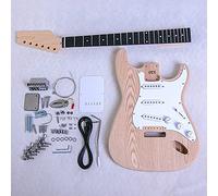 Coban Guitars Build Your Own DIY Electric Guitar Kit ST4 Strat Style Ash Body Ebony Fingerboard White Pickguard Non Soldering Chrome Hardware Guitar Making Kit