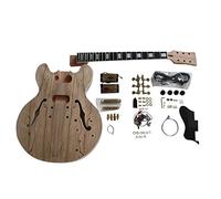 Coban Guitars DIY Electric Guitar Kit - Semi-Hollow ES260, Mahogany Neck, Spalted Maple, Gold Hardware & Black Fittings, 100% Non-Soldering