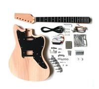 Coban Guitars Electric Guitar DIY Kit - JazzM Offset | Hardtail Bridge, Bolt-On Neck, Mahogany Body | Chrome Hardware, Black Pickguard