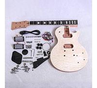 Coban Guitars Electric Guitar DIY Kit LP790 Set in Neck Mahogany with Quilted Maplel Veneer Hardware Gold or Chrome with Black or Cream Fitting (Chrome/Black)