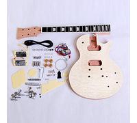 Coban Guitars Electric Guitar DIY Kit LP790 Set in Neck Mahogany with Quilted Maplel Veneer Hardware Gold or Chrome with Black or Cream Fitting (Chrome/Cream)