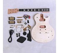 Coban Guitars Electric Guitar DIY Kit LP790 Set in Neck Mahogany with Quilted Maplel Veneer Hardware Gold or Chrome with Black or Cream Fitting (Gold/Black)