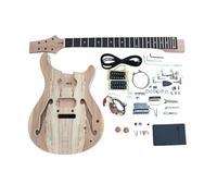Coban Guitars Electric Semi-Hollow DIY Guitar Kit - Build Your Own Guitar with Mahogany Body, Spalted Maple Top, Ebony Fingerboard, PRSH Tremolo, Chrome Hardware, No Soldering
