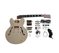 Coban Guitars Electric Semi Hollow DIY Guitar Kit ES230 Mahogany Body Flamed Maple Veneer Gold/Black Fittings NON Soldering