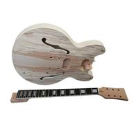 Coban Guitars ES260 Semi-Hollow DIY Guitar Kit - Paulownia Body, Spalted Maple Veneer Top, Set-Neck Construction, Ebony Fingerboard, 2 Humbuckers, Gold Hardware, Cream Fittings, Non-Soldering