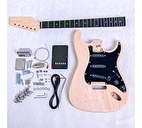 Coban Guitars ST4 Electric Guitar DIY Kit - Premium Ash Body, Black Pickguard, Bolt-On Maple Neck, Ebony Fingerboard, 22 Frets, 43mm Bone Nut, SSS Pickups, Easy Assembly Ultimate Beginner Starting Kit