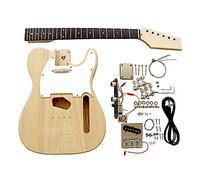 Coban Guitars TL6 Electric Guitar DIY Kit - Premium Ash Body with White Pickguard, Bolt-On Maple Neck, Ebony Fingerboard with Dot Inlays, Bone Nut, Fixed Bridge System, Ideal Beginner Build Project