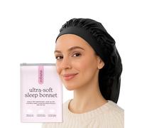 Cobana Adjustable Satin Sleep Bonnet - Silk Bonnet & Double-Lined Night Cap for All Hair Types - Soft, Slip-Resistant Hair Wrap for Sleeping (Black)