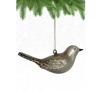 Cobane Studio Gray Catbird Ornament - Hand Blown Glass - Hand Painted Bird Ornament for Christmas Trees and Home Decor