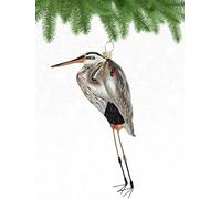 Cobane Studio Great Blue Heron Ornament - Hand-Blown Glass Bird Ornament - Hand-Painted Christmas Tree Decoration - Home Decor Gift for Bird Lovers