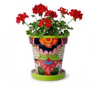COBAZUL Talavera Planter - Mexican Ceramic Pot with Drainage (Green-Big)