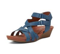 Cobb Hill Women's Helin Wedge Sandal, Blue Leather, 4.5 UK