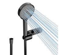 Cobbe Hard Water Filter Shower Head and 1.5m Hose with Holder, 20-Layer Filtration, High Pressure, 6 Spray Modes, Powerful Showerhead for Residual Chlorine Remove, Low Water Pressure, Black