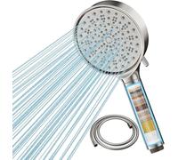 Cobbe Hard Water Filter Shower Head and Hose, Brushed Nickel