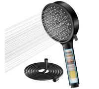 Cobbe Hard Water Filter Shower Head and Hose Set, High Pressure, Black