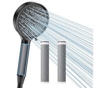 Cobbe Hard Water Filter Shower Head and Hose with 3 Pack 2.0 Carbon Shower Filter, Water Softener Showerhead, 6 Mode High Pressure Shower Heads for 99% of Chlorine Remove, Black