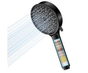 Cobbe Hard Water Filter Shower Head with 20 Layers Filter, 6-Spray Black