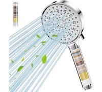 Hard Water Filter Shower Head with 6 Spray Modes, High Pressure Water Saving Shower Head with 20 Layers Filtration, Power Shower Heads with Showerhead Filter for Residual Chlorine Remove, Chrome