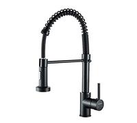 Cobbe Kitchen Sink Mixer Tap, Spring Kitchen Taps with Pull Down Sprayer, Commercial Kitchen Faucet Single Handle Lever, High Arc Swivel 360° 2 Spray Mode Stainless Steel Mixer Tap (Black)
