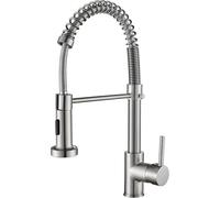 Cobbe Kitchen Tap, Spring Sink Mixer Taps with Pull Down Sprayer, 2 Spray Modes High Arc Swivel 360° Single Handle Lever Kitchen Tap (Brushed Nickel)