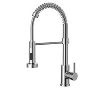 Cobbe Kitchen Tap, Spring Kitchen Sink Mixer Taps with Pull Out Spray, Commercial Faucet Single Handle Lever, High Arc Swivel 360 with 2 Spray Mode Cold and hot Fittings UK Standard