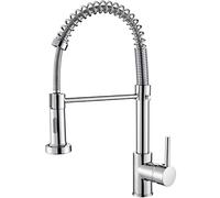 Cobbe Kitchen Tap, Spring Tap Kitchen with Pull Down Sprayer Shower, 2 Spray Modes High Arc Single Lever Low Pressure Sink Mixer Tap (Chrome)