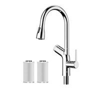 Cobbe Kitchen Tap with Water Filter, Kitchen Tap Mixer Pull-Down Sprayer, High Arc Swivel Single Handle Sink Faucet - Removes Lead, Chlorine, Odor & Bad Taste (Comes with 3 Carbon Filters)