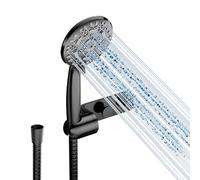 Cobbe Shower Head and Hose with Holder, High Pressure Shower Head with 8 Spray Modes, Universal Powerful Flow Rain Showerhead, Water Saving for Low Water Pressure, Black